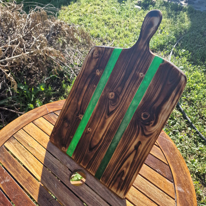 Cheese board, Charcuterie board with resin inlay Japanese Shou sugi ban style