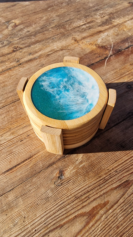 Sea Wave Bamboo coasters