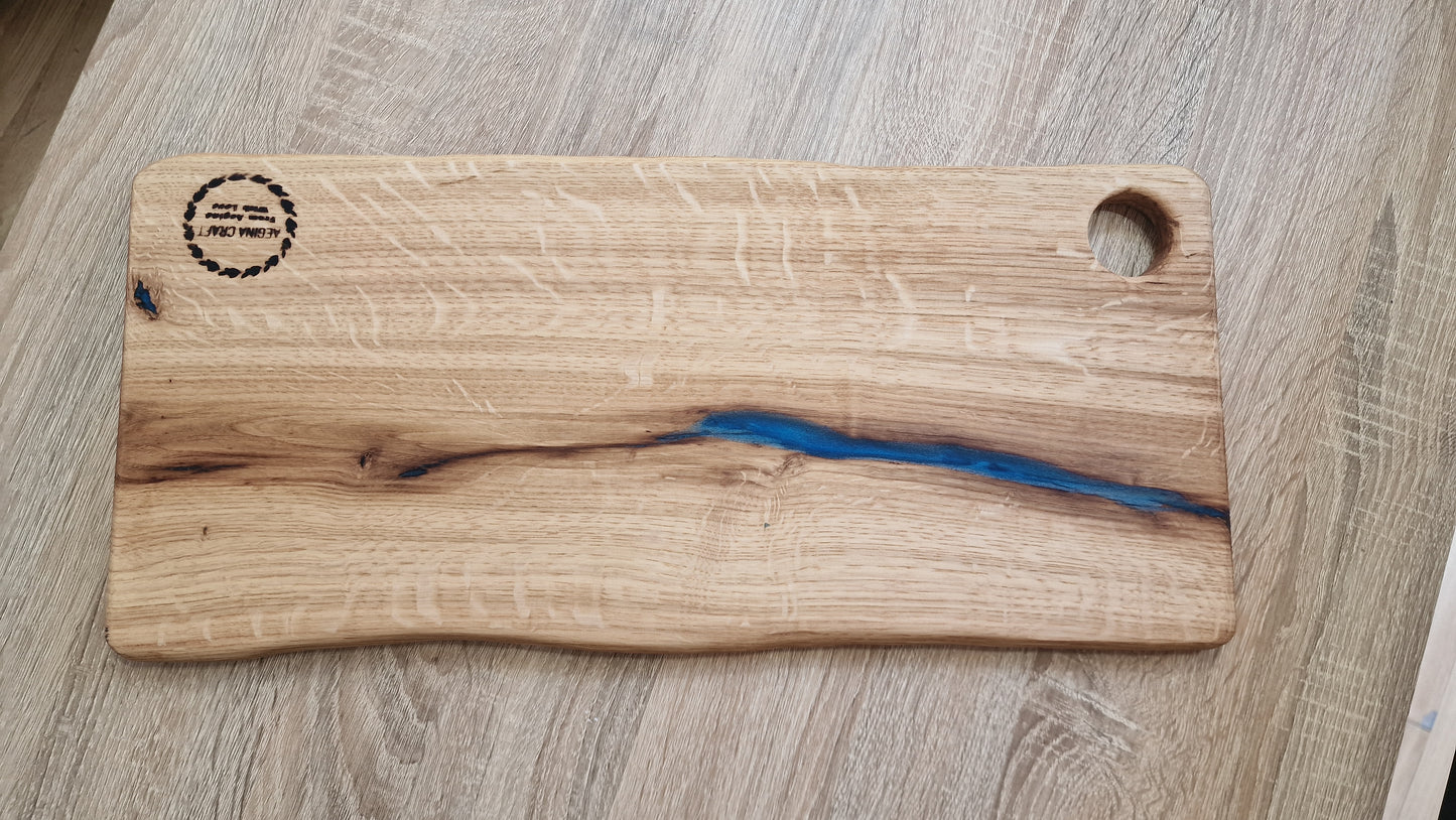 white oak cheese board with resin inlay