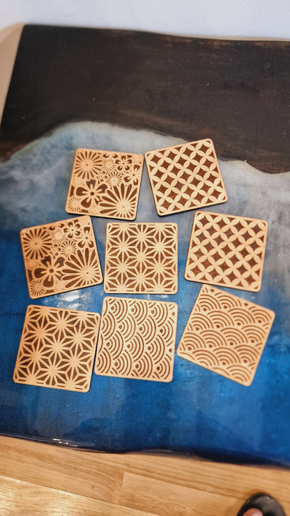 Japanese Pattern Coaster Set