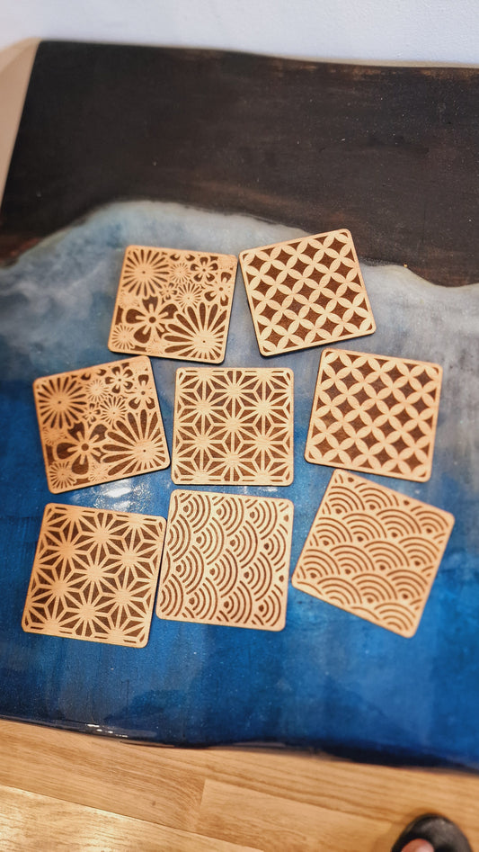 Japanese Pattern Coaster Set