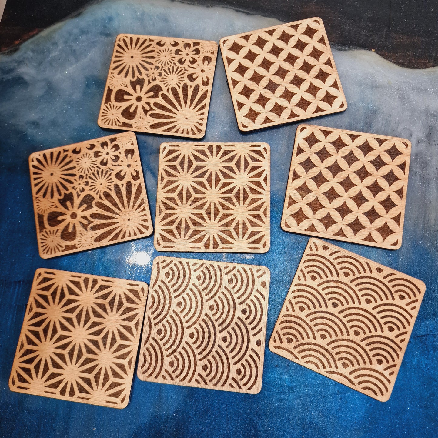 Japanese Pattern Coaster Set