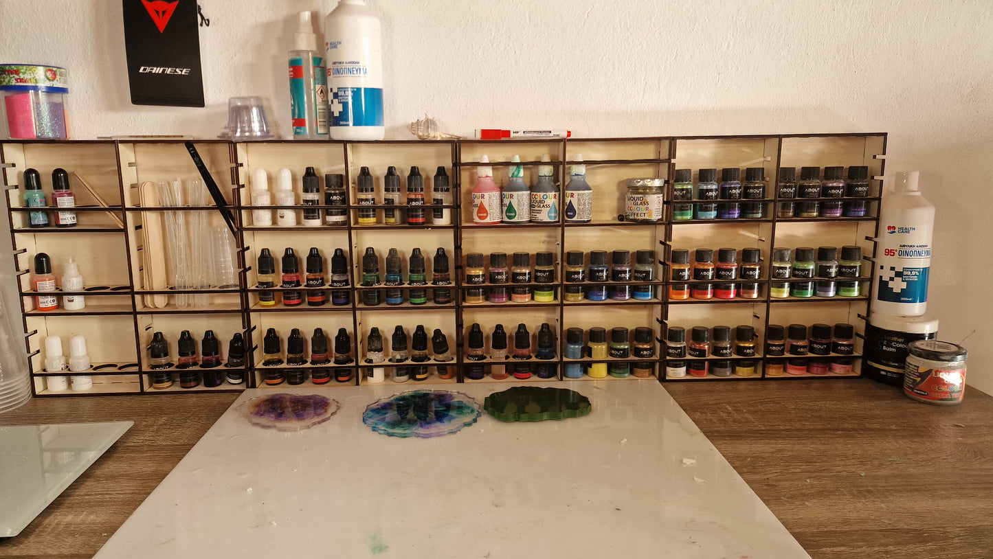 Art supplies modular storage rack shelf